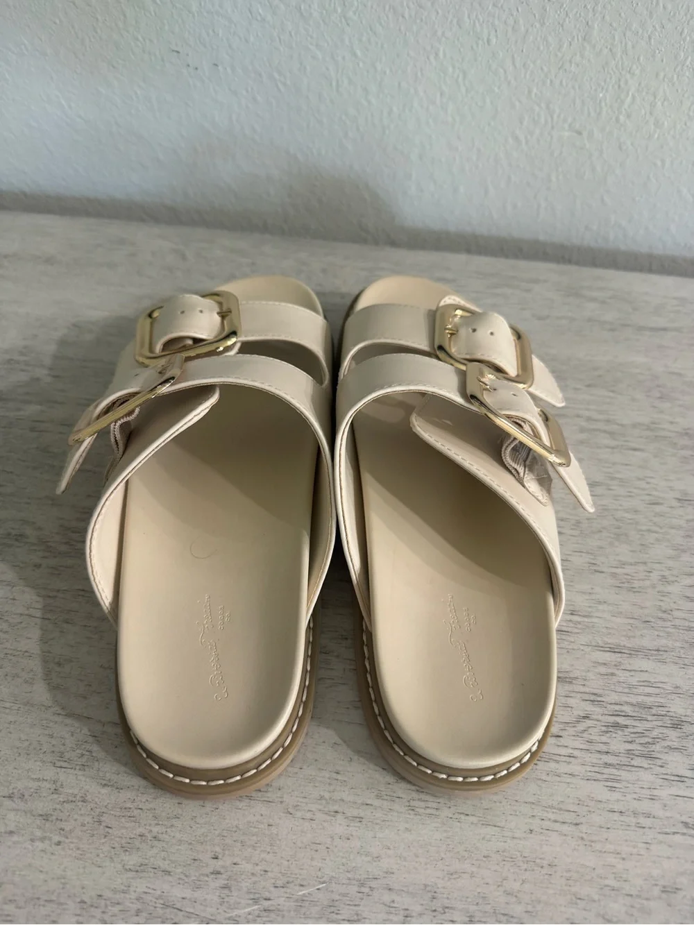 Women's Collin Bone Double Buckle Footbed Sandals - Universal Thread